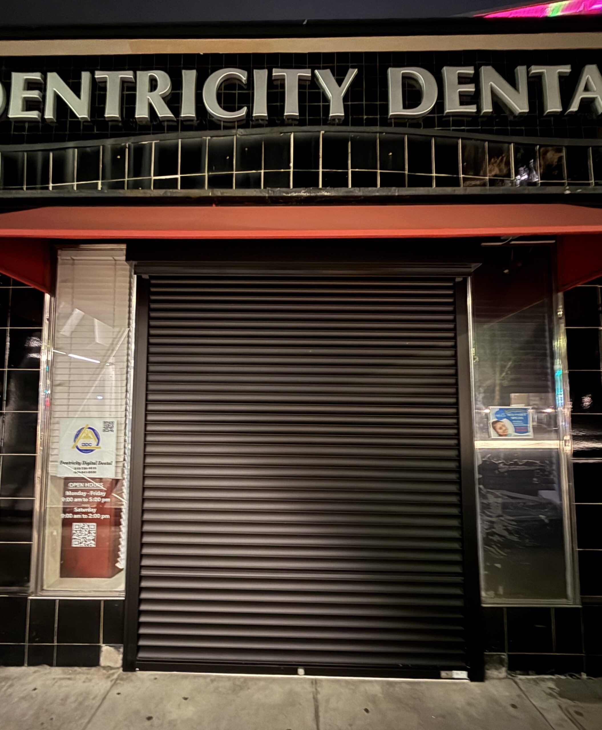 Exterior rolling security shutters installed at a Berkeley, California commercial property