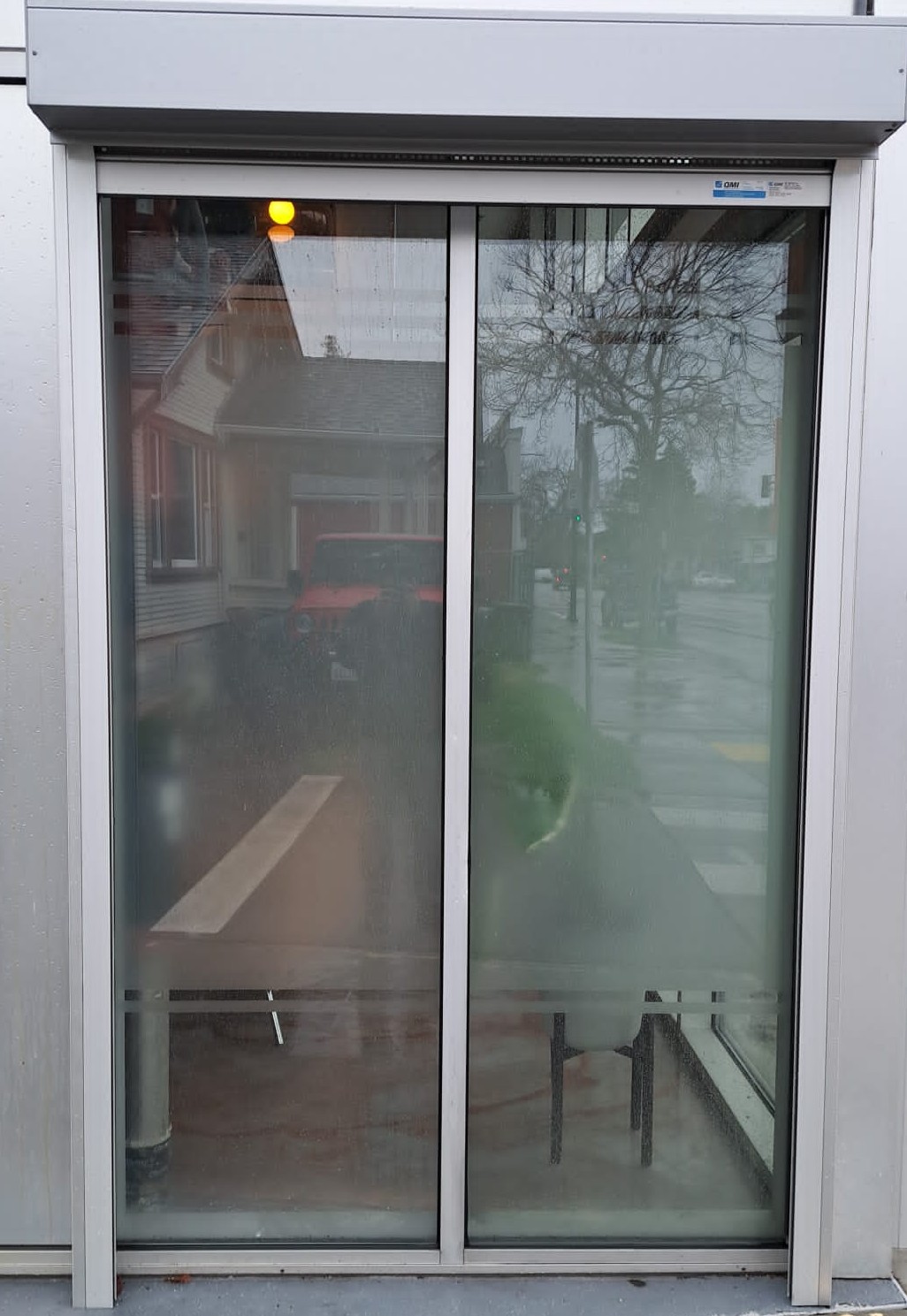 Rolling security shutters protecting an Oakland, California commercial property