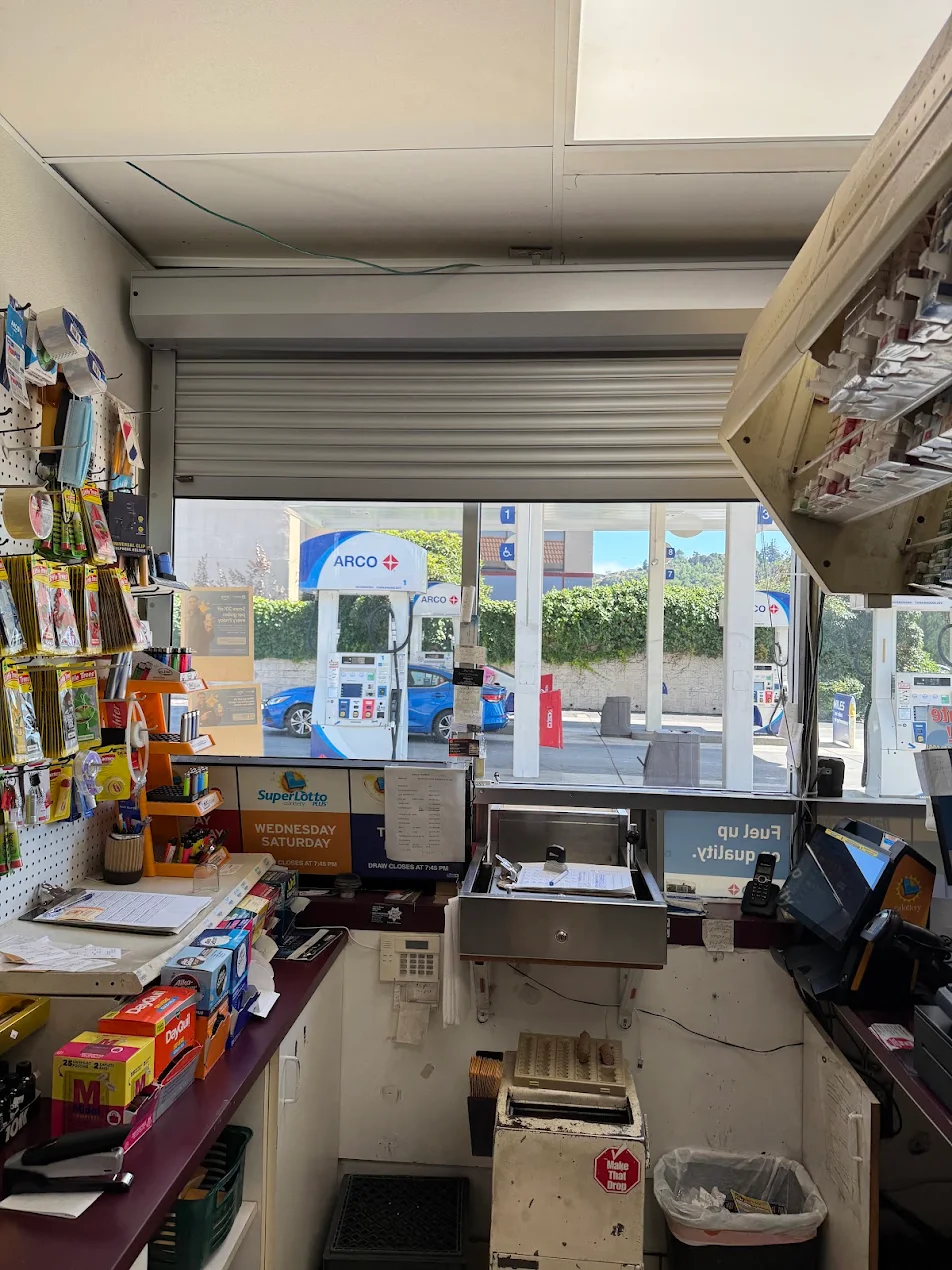Completed security shutter installation for a gas station